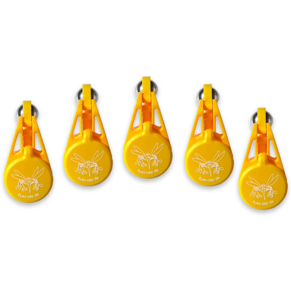 FlyEx-Cap - 5er Set gelb - Motiv Mücke